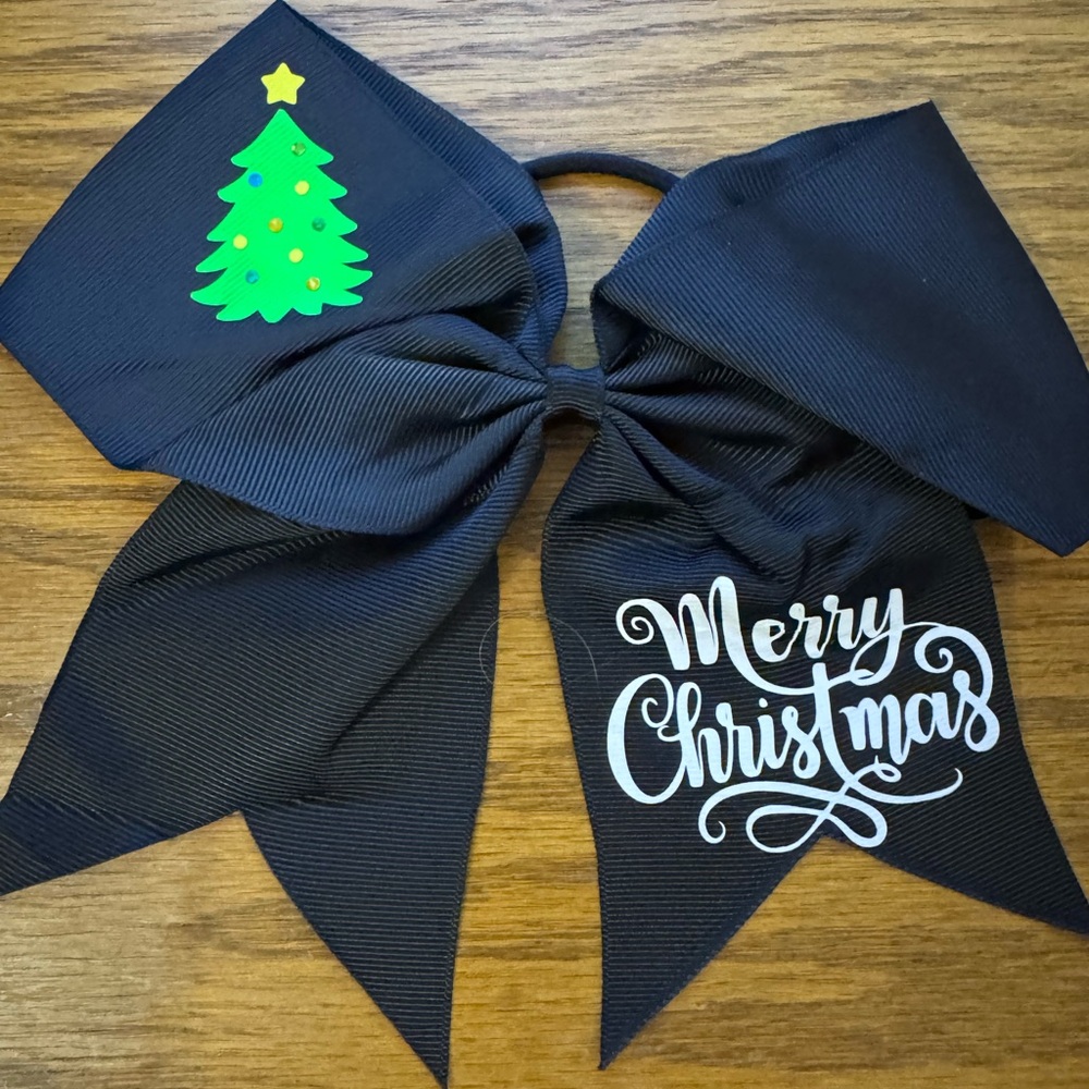 Black Merry Christmas Hair Bow